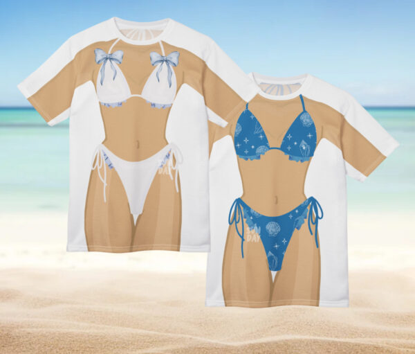 Blue Bow Bride Bikini Shirt - Image 3