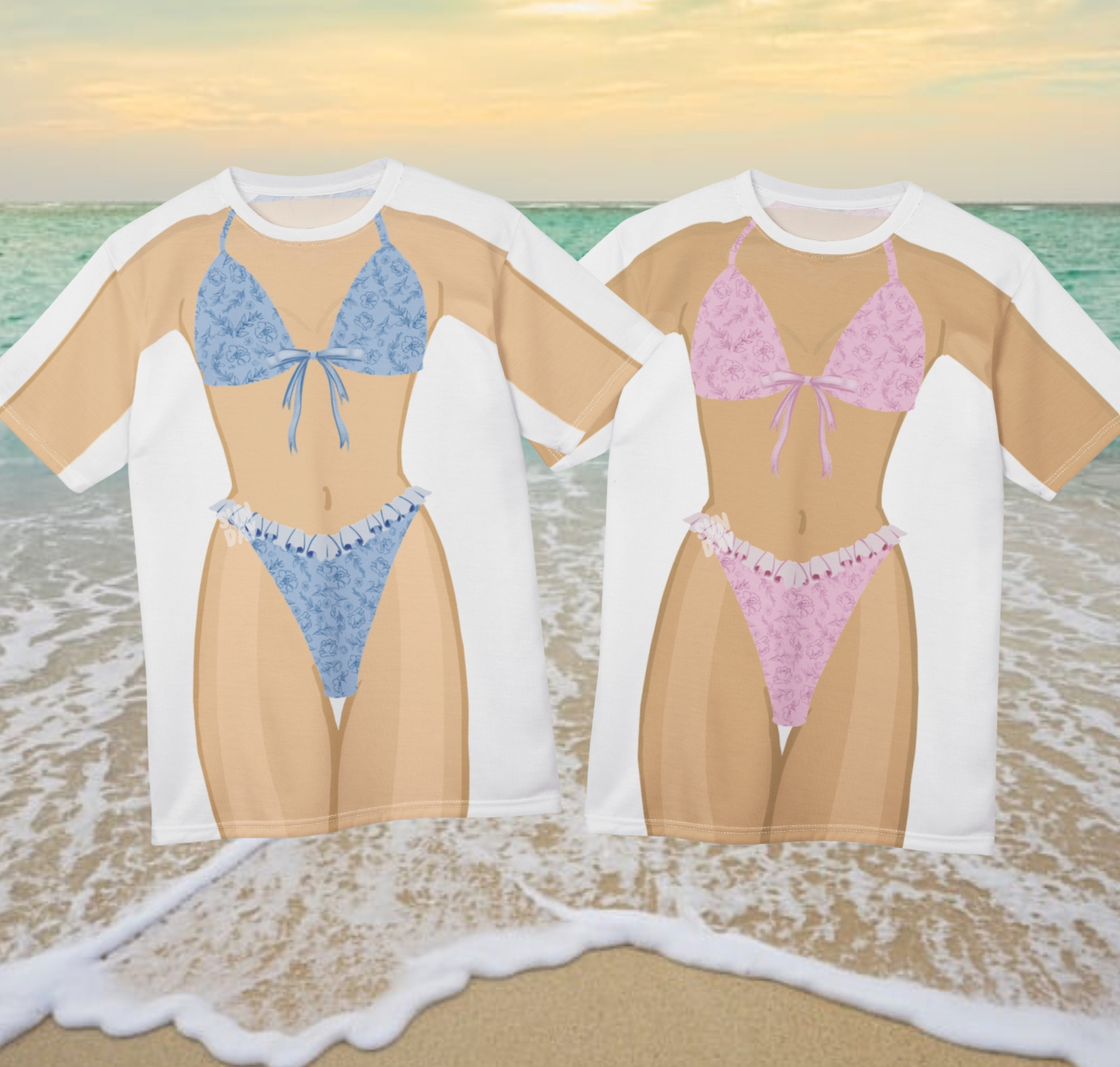 Blue Floral Bikini Shirt - Image 4